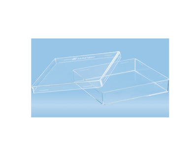 Caja Petri estéril cuadrada de 100X100X20 mm. Sarstedt. Paq. C/4